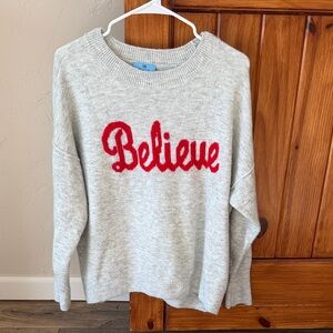 Gray 'Believe' Sweater